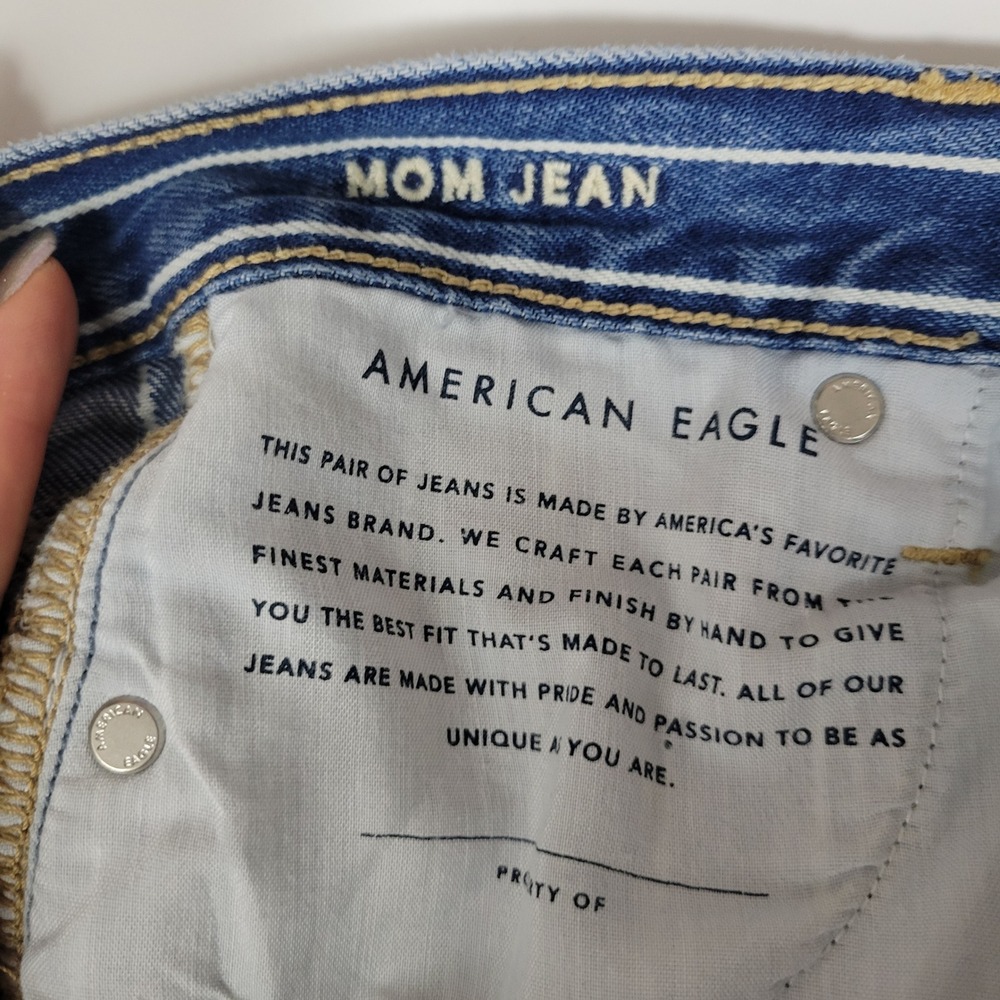 American Eagle Pinstripe High Waisted Mom Jeans Sz 0 Denim Retro Streetwear - Picture 7 of 10